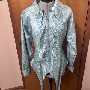 Stylish Blue Snake Print Azalea Wang Women's Jacket